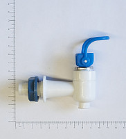 Краник(кран) для кулера  с внешней  резьбой нажим рукой  СИНИЙ (холодная вода) белый корпус