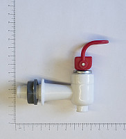Краник(кран) для кулера  с внешней  резьбой нажим рукой  КРАСНЫЙ (горячая вода) белый корпус